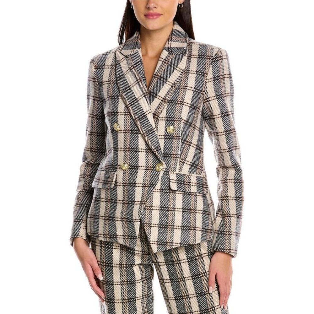 Alexia Admor Womens  Classic Double-Breasted Wool-Blend Blazer, Brown